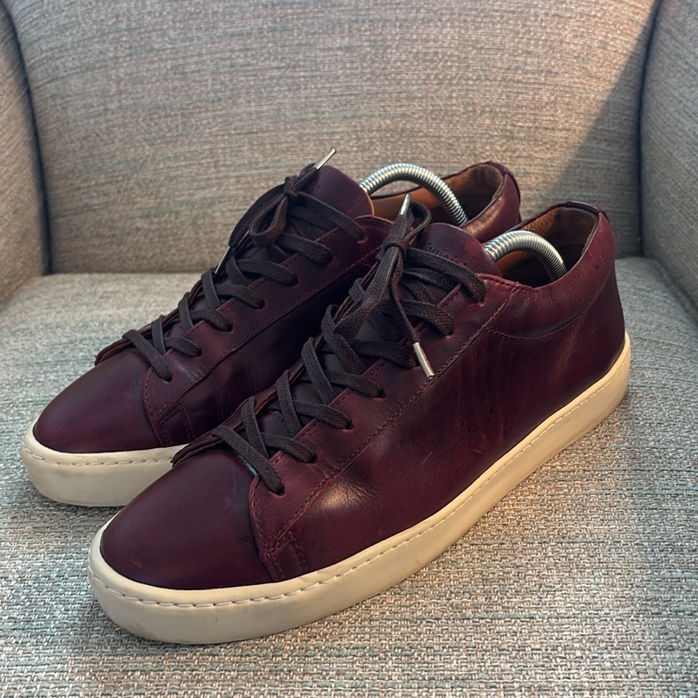 Bobbie’s‎ Paris Burgundy Red Leather Sneakers Lace Up Shoes Mens size 43 or 10